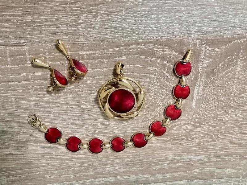 Браслет серьги брошь винтаж ссср импорт эмаль металл