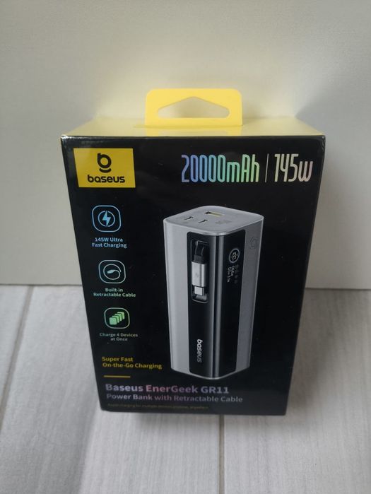 PowerBank Baseus 145W, 20000 mAh, smart дисплей, АКБ, батарея, cable C