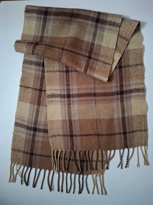 Szalik beżowo brązowy w kratkę