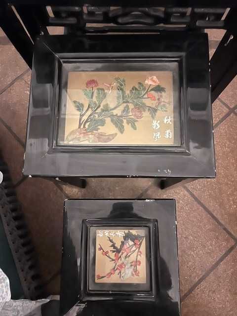 Conjunto de 4 Mesas de Encaixe (mesas ninho) Chinesas, lacadas