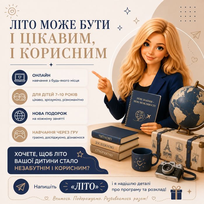 Літні онлайн-заняття для дітей від 7 до 10 років