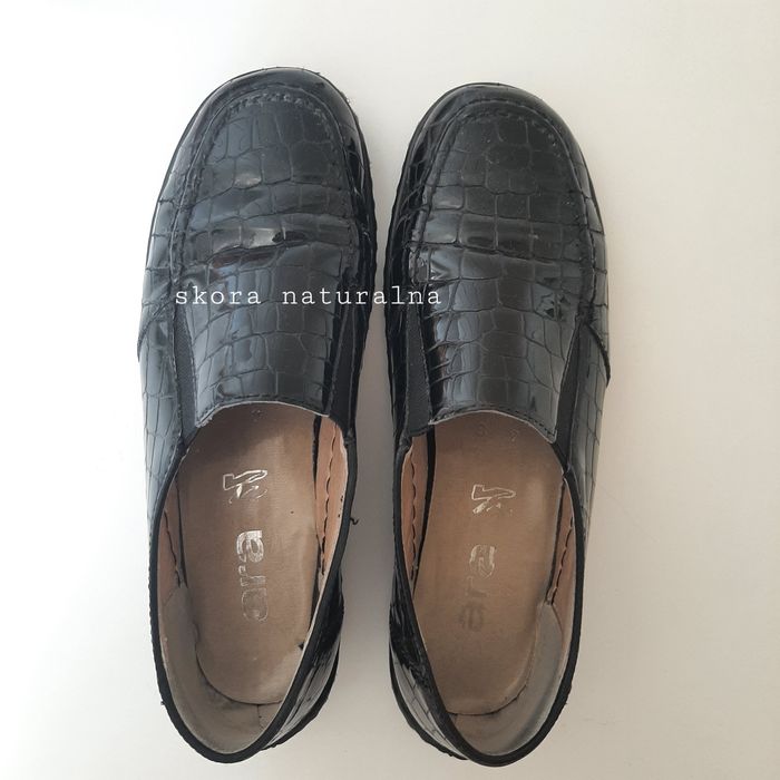 Skorzane Mokasyny buty wsuwane ara 38