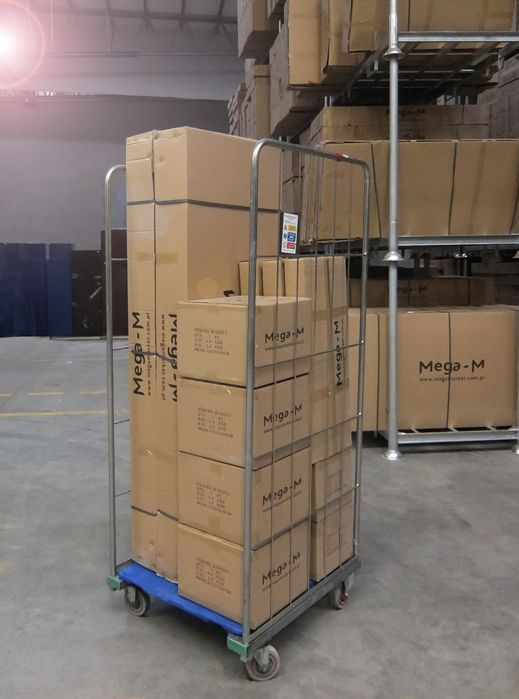 Rollkontener (rollcage, rollbox) wózek siatkowy transportowy niebieski