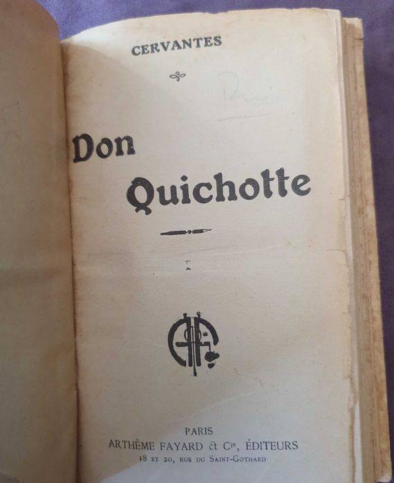 Livro antigo Don Quichotte (Quixote) - Miguel de Cervantes - Francês
