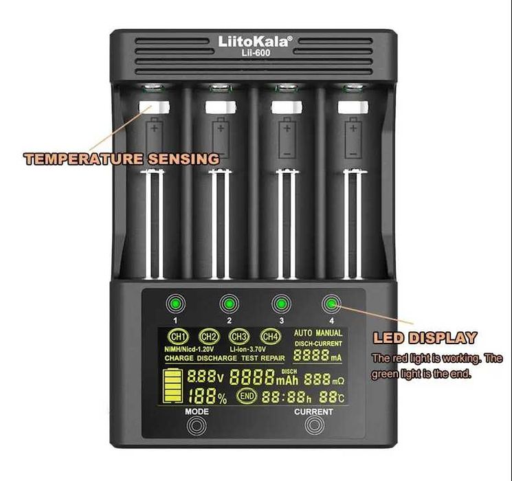 LiitoKala Lii-600 ładowarka i tester aku. AA, AAA, 18650, 21700 itp.