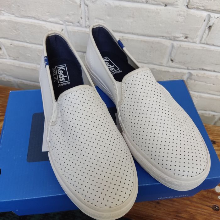 Keds сліпони білі натуральна шкіра з перфорацією