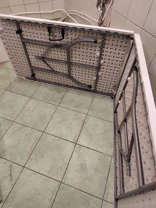 Stół cateringowy biały składany 244x75 cm