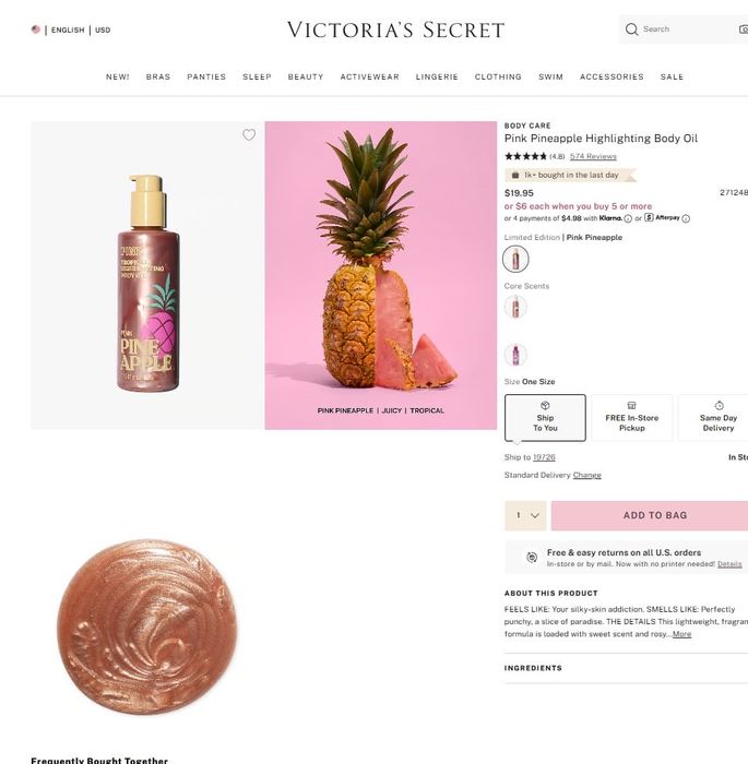 Олія бронзер для засмаги олійка highlighting body oil pink victorias secret оригінал pineapple coconut sugar plump бронзер олійка-бронзер