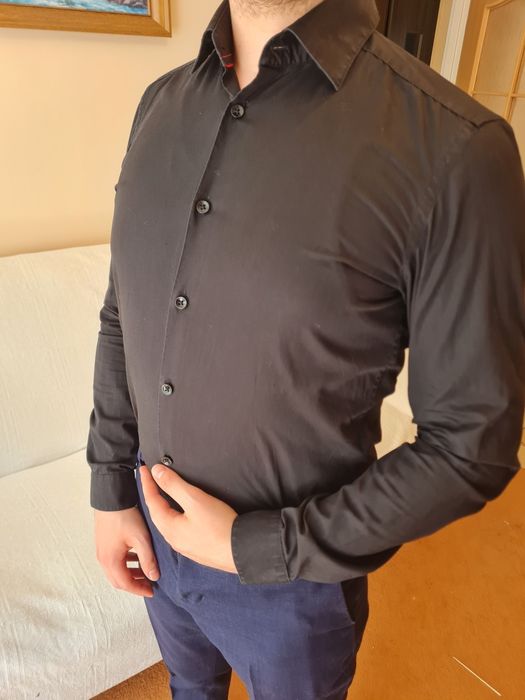 Koszula czarna elegancka garniturowa męska ciemna vistula
