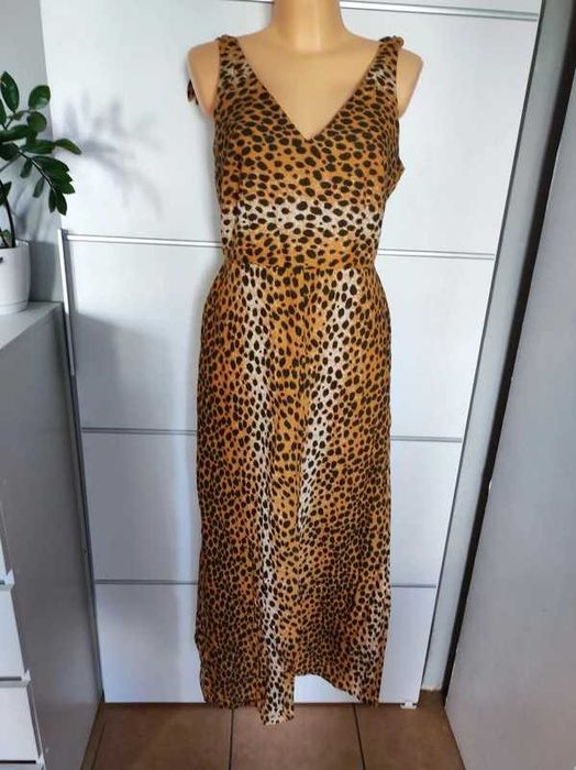 ASOS r 40 długa sukienka panterka Nowa bawełna/len