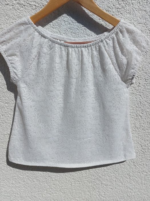 Ażurkowa biała bluzka  H&M 146-152