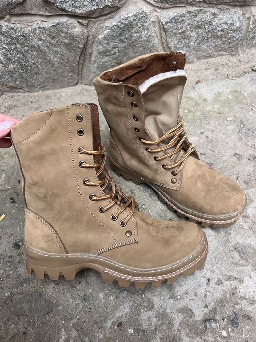 Берці зимові / натуральна шкіра / Берцы зимние с мехом/ кожа нубук