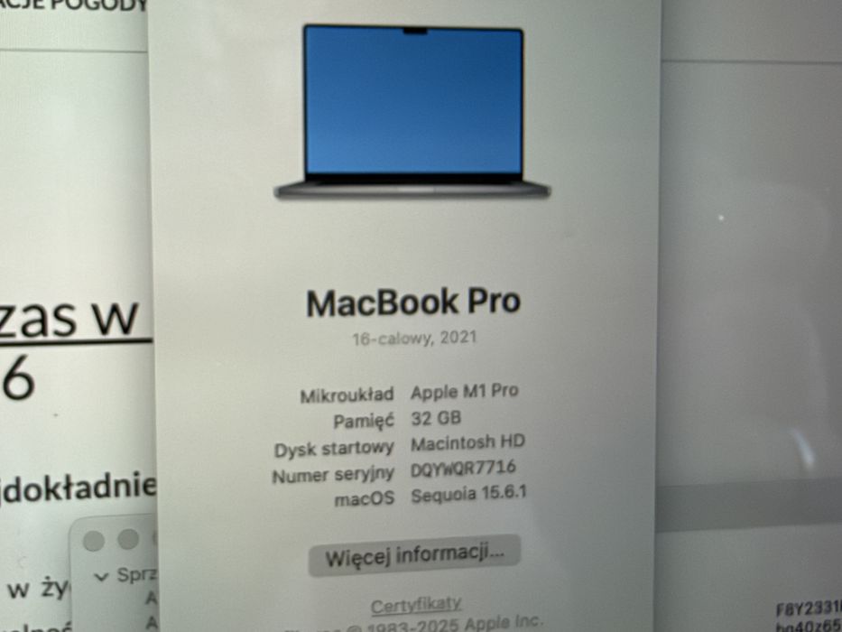 FV23% / Macbook 16” PRO / M1 Pro / 32GB RAM / 1000GB SSD