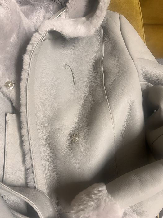 Kożuszek skórzany, szary Lacoste