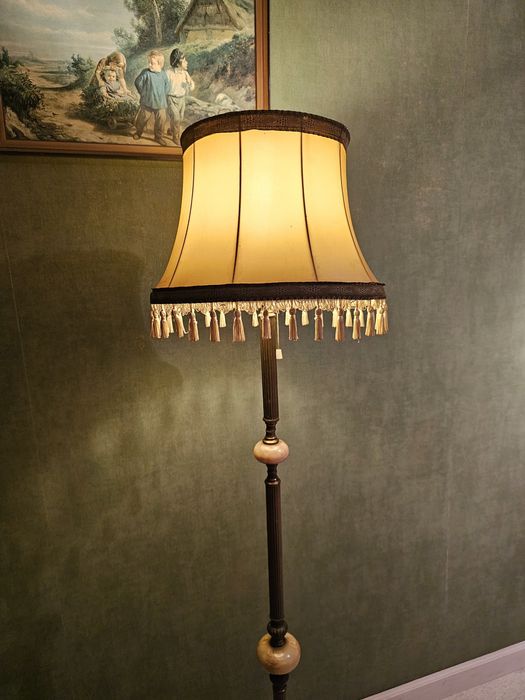 Mosiężna lampa podłogowa  Vintage Marmur