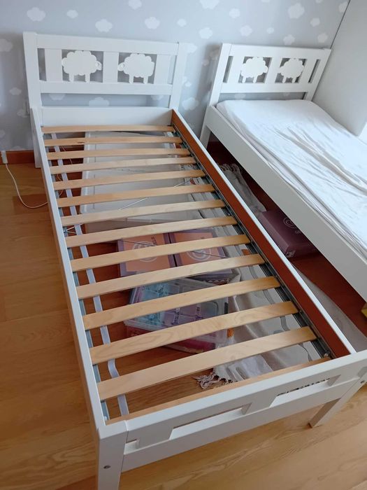 Cama criança + estrado + barra lateral + colchão 70x160