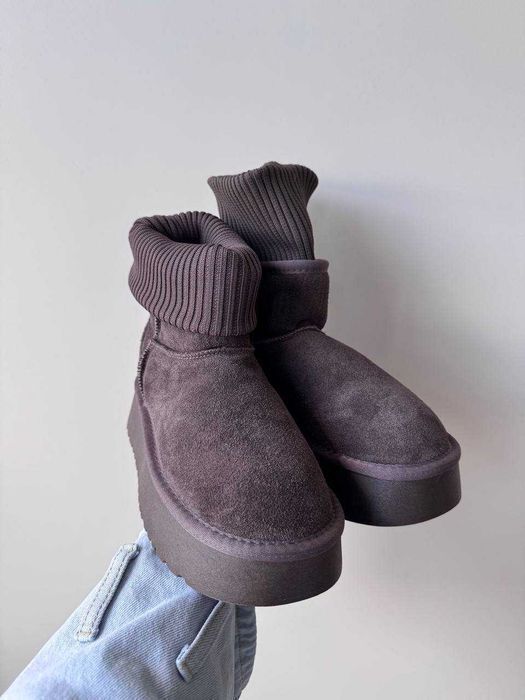 Уггі UGG Mini Sock Bitter Dusted Cocoa premium натуральна замша