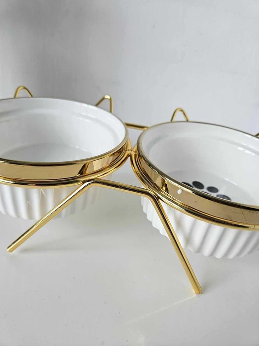 Miski miska dla psa na karmę i wodę dla kota złote  glamour eleganckie