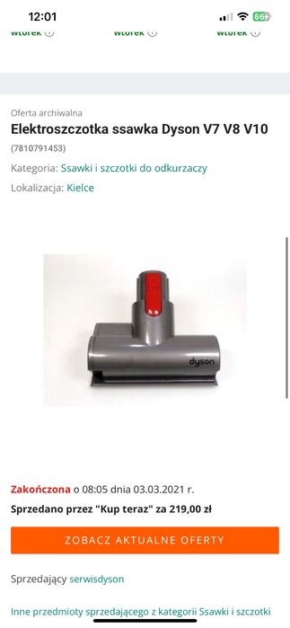 Elektroszczotka oryginalna Dyson V8,V10, V11,  kolanko gięte , ssawki