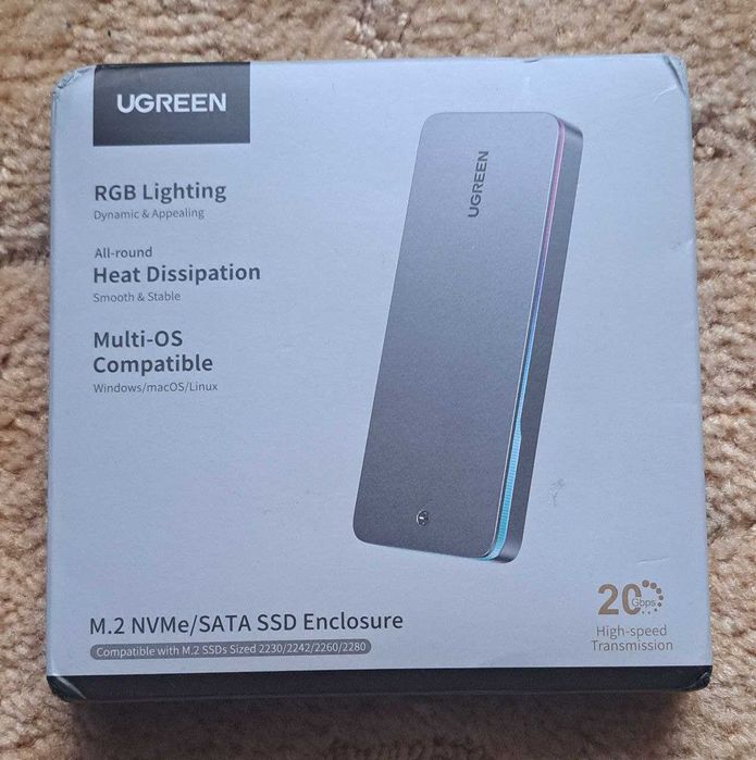 зовнішній карман для SSD M2 NVMe Ugreen CM777 20Gbps USB3.2 TypeC