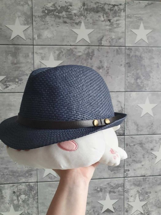 Granatowy kapelusz fedora damski