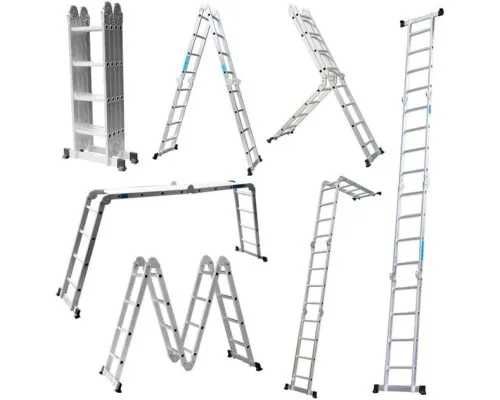 Драбина шарнірна стремянка 4х4 алюміній і сталь помост трансформер