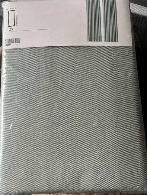 Nowe IKEA TIBAST 145x300 Zasłony 2 szt. CIEMNO ZIELONY Komplet Zasłon