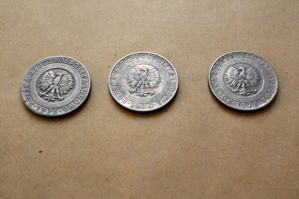 3 monety 20 zł lata 1973 do 1976 Budynek i kłosy. Obniżka ceny.