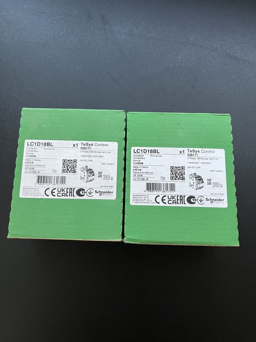 2х Schneider Electric LC1D18BL – Contator 18A 24V DC