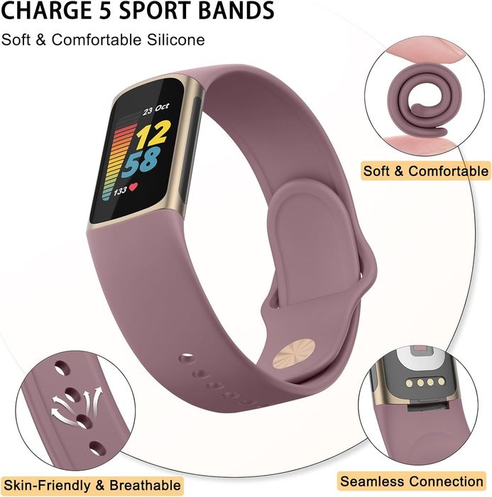 YLK Opaska Silikonowa do Fitbit Charge 5/6 - sportowa, regulowana