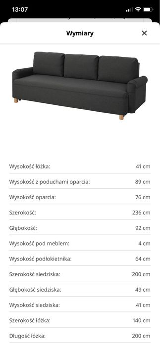 Sofa rozkladana Ikea Grimhult