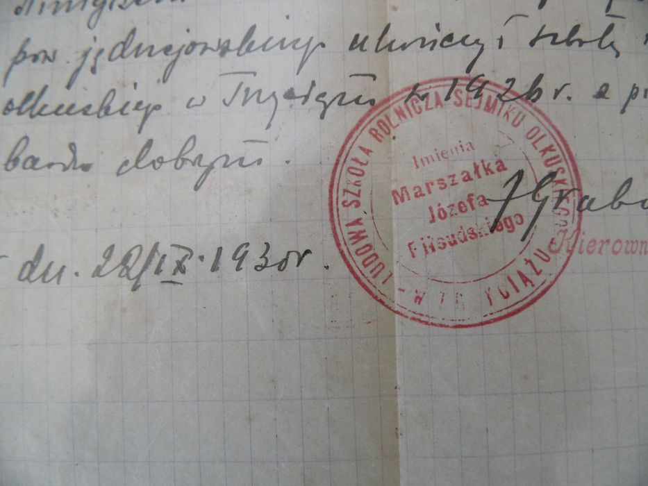 Trzyciąż. Wolbrom.Wodzisław. Jędrzejów. Dokument z 1930 roku.