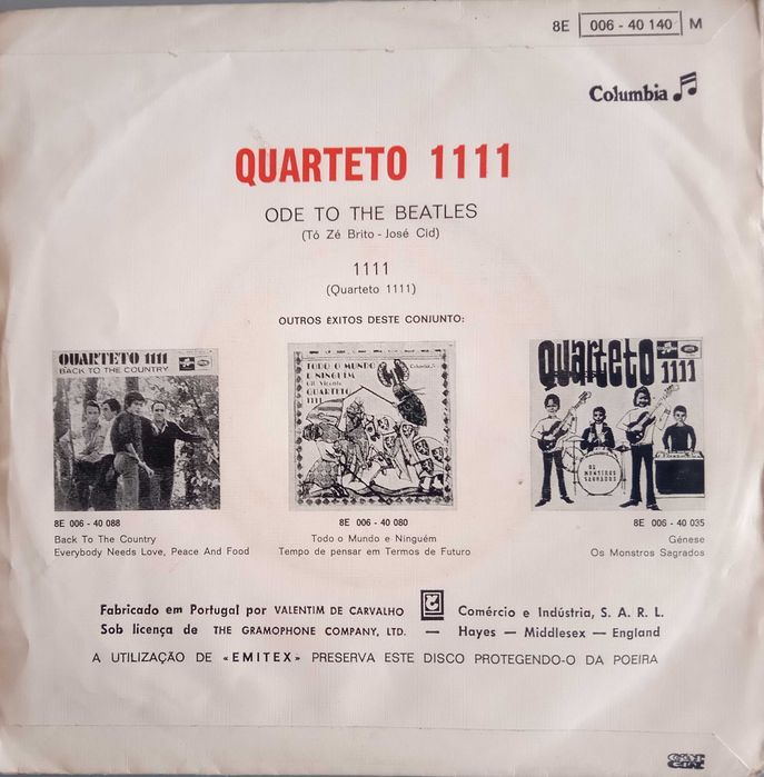 Quarteto 1111	- - - - -	Ode To The Beatles	- - - - -	Single