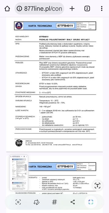 Podklad Poliuretanowy biały grubokryjacy