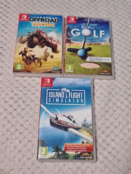 Zestaw 3 gier Nintendo Switch Golf Wyścigi Samoloty offroad flight