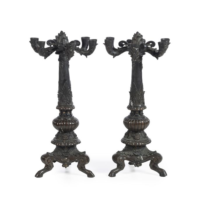Decoração - Par de candelabros em bronze - Século XIX