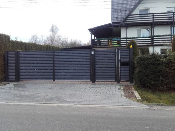 Brama przesuwna żaluzjowa palisadowa ocynkowana malowana proszkowo