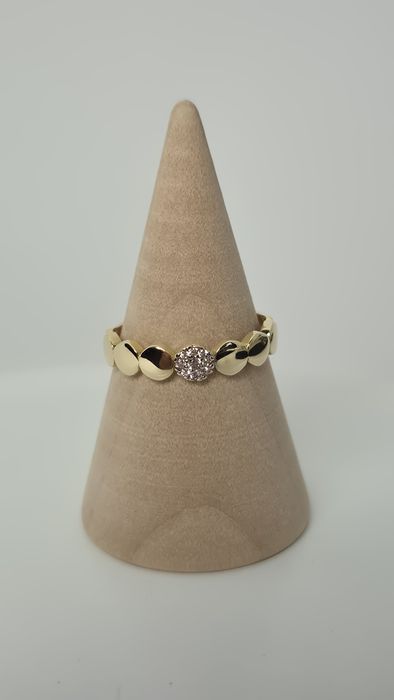 Nowy złoty pierścionek obrączka cyrkonie plaster miodu p.585