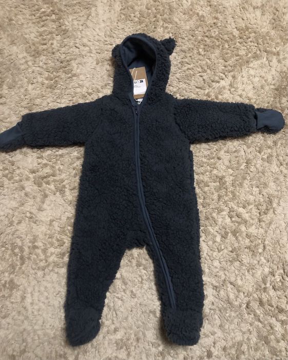 Поюшевий теплий дитячий комбінезон з вушками на 9 місяців