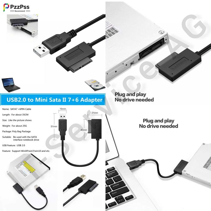 Карман Кабель Адаптер optibay TypeC USB SATA с блок питан для диск HDD