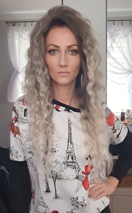 Peruka loki fale afrolki blond ombre