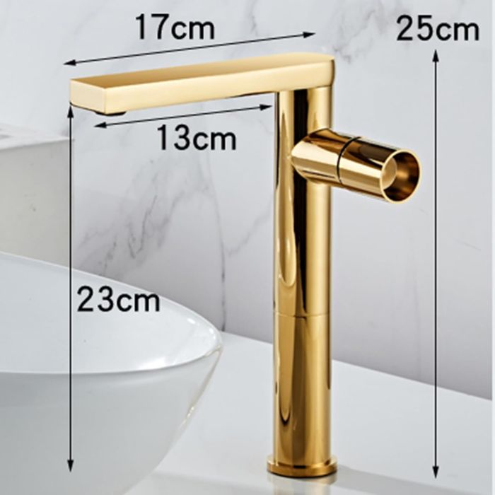 Kran Łazienkowy Mosiężny Złoty Połysk