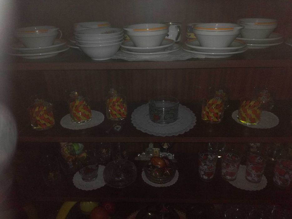 Zastawa z porcelany,cukiernica i szklanki#