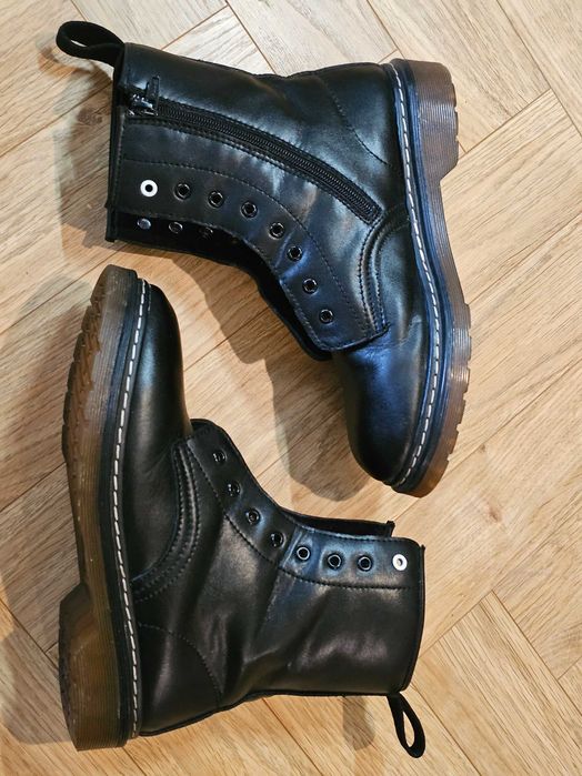 Skórzane botki / workery FILIPPO r. 40 – Skóra naturalna, zamek (styl Martens)