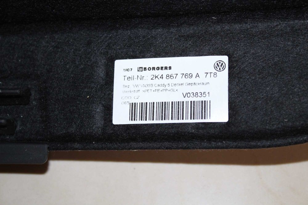 półka bagażnika VW CADDY V 5 FORD TOURNEO CONNECT III czarna 2021-25