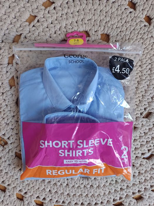 Koszula na krótki rękaw niebieska George back to school nowe 7/8 lat