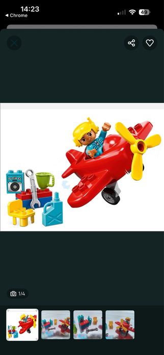 zestaw LEGO DUPLO – samolot z pilotem.