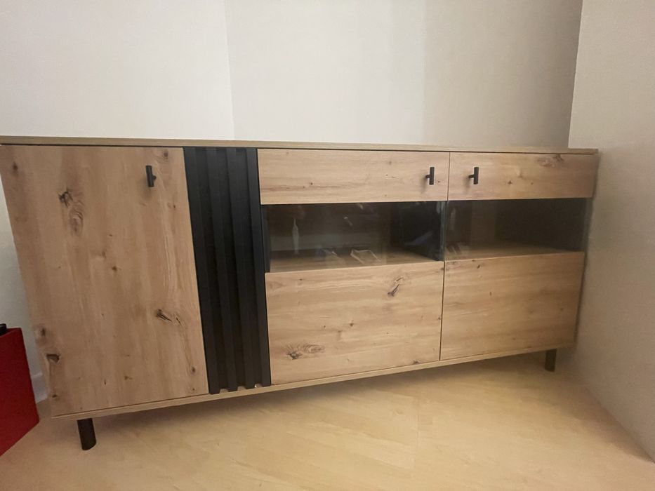 Komoda mellami lamele 165 cm Dąb Artisan Antracyt