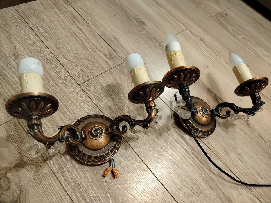 Zestaw lamp w stylu klasycznym – żyrandol + 2 kinkiety