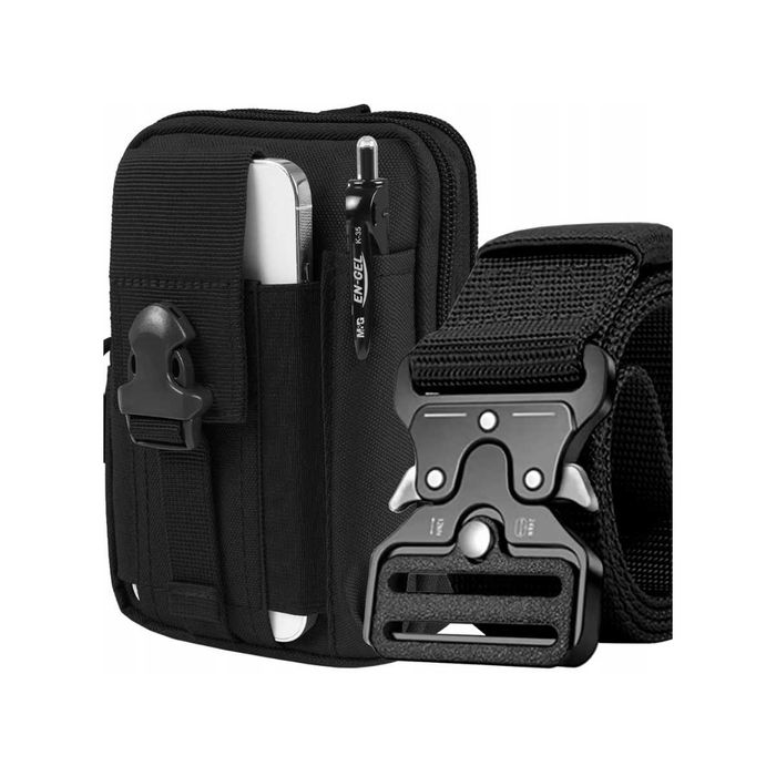 Saszetka Nerka + Pas Taktyczny Męska Czarna Taktyczna Wojskowa Pasek